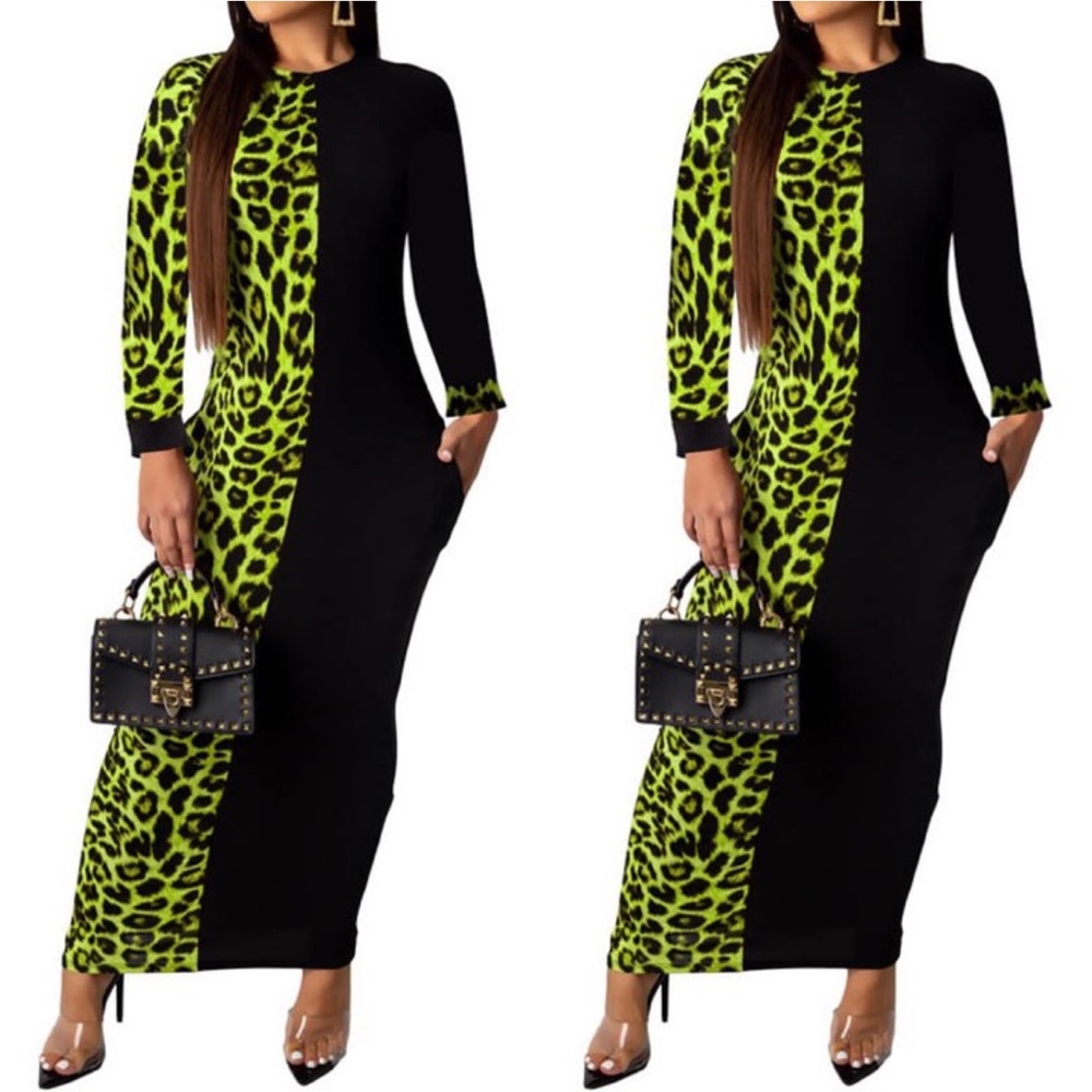 Colorbock Animal-print Maxi Dress
